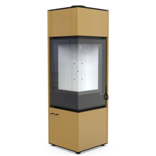 Дровяная печь DEFRO HOME QUADROOM LONG, золотая сталь 