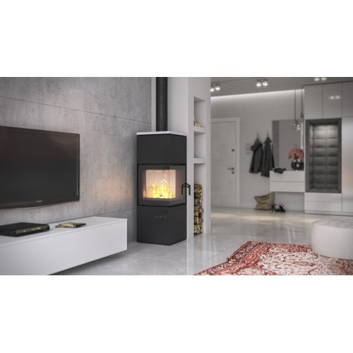 Дровяная печь DEFRO HOME QUADROOM, черная сталь 