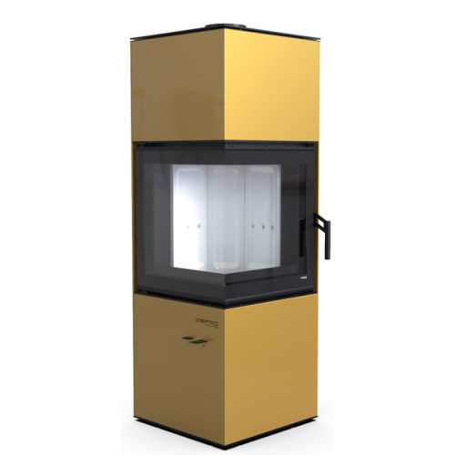 Дровяная печь DEFRO HOME QUADROOM, золотая сталь 