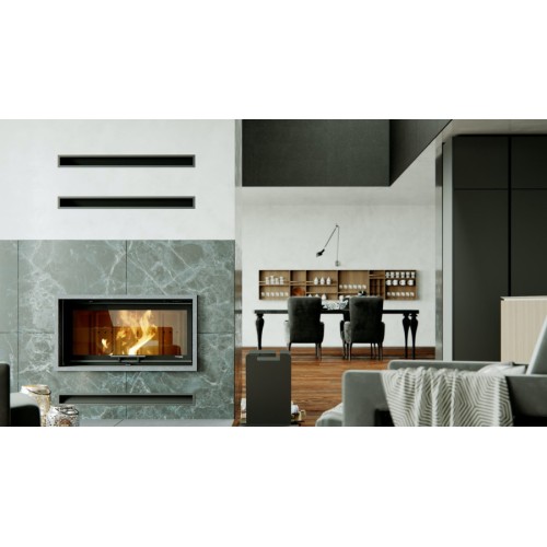 Фронтальная дровяная топка DEFRO HOME RIVA LA G SHORT, с водяным контуром, гильотина 