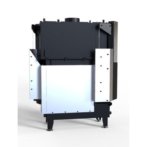 Угловая левая дровяная топка DEFRO HOME RIVA ME BL G SHORT, угловое стекло слева, с водяным контуром, гильотина 