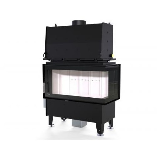 Угловая правая дровяная топка DEFRO HOME RIVA ME BP SHORT, угловое стекло справа, с водяным контуром 