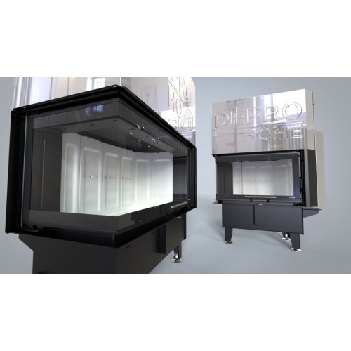 Угловая левая дровяная топка DEFRO HOME RIVA SM BL G SHORT, угловое стекло слева, с водяным контуром, гильотина 