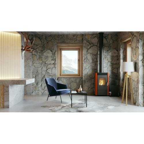 Дровяная печь DEFRO HOME VIVA, красная сталь 