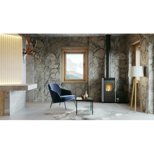 Дровяная печь DEFRO HOME VIVA, серая сталь 