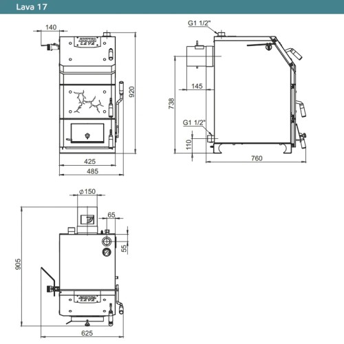 Котел твердотопливный ZOTA Lava 17