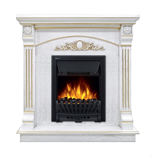 Электрокамин Electrolux EFP/P-1020LS с порталом Firelight Barocco Classic белый дуб с золотой патиной 