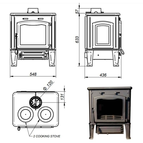 Дровяная печь Ferguss HERMES cook SD 