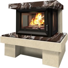 Готовый дровяной каминокомплект Firebird БАЙКАЛ с Maja Crema Nova/Rosso Levanto