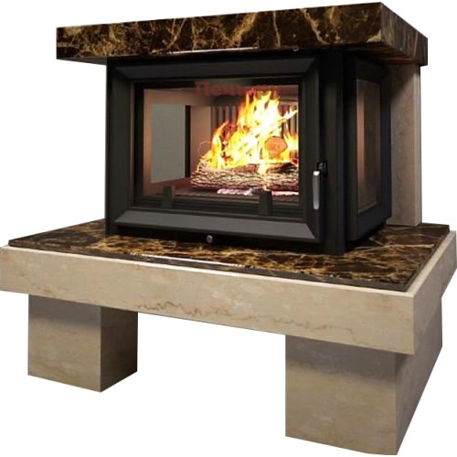 Готовый дровяной каминокомплект Firebird БАЙКАЛ с Zuzia Crema Nova/Emperador Dark 