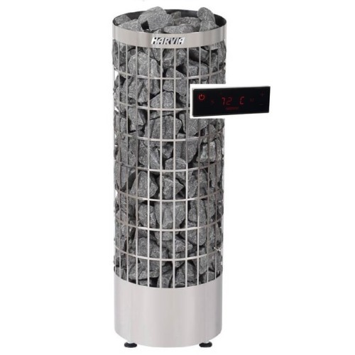 Электрокамин HARVIA Cilindro PC110EE, нержавеющая сталь (с выносным пультом в комплекте) 