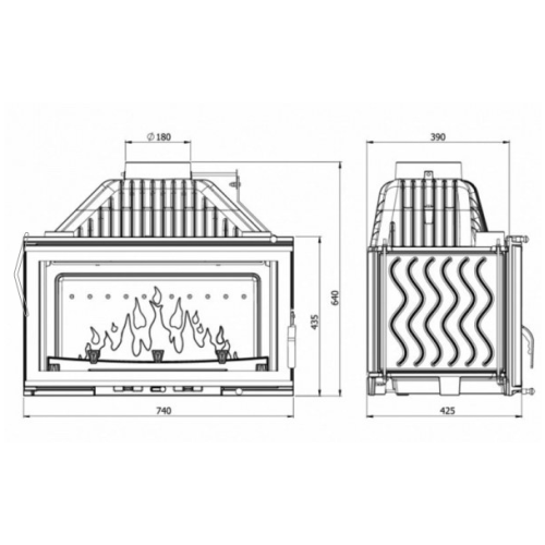 Фронтальная дровяная топка Kawmet W15 12кВт 
