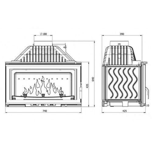 Фронтальная дровяная топка Kawmet W16 14,7кВт 