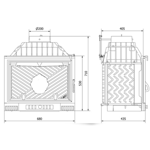 Фронтальная дровяная топка Kawmet W2 14,4кВт 