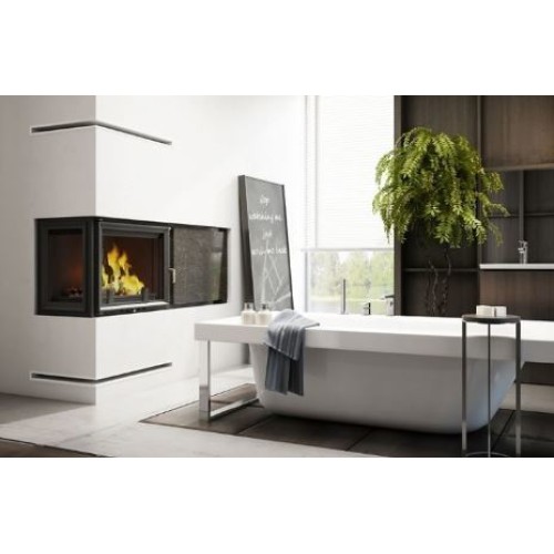 Угловая левая дровяная топка Kratki Amelia/PW/BL/24/W(стекло слева) 