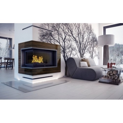 Угловая левая дровяная топка Kratki Amelia L/BS/G(угловое стекло слева, гильотина) 