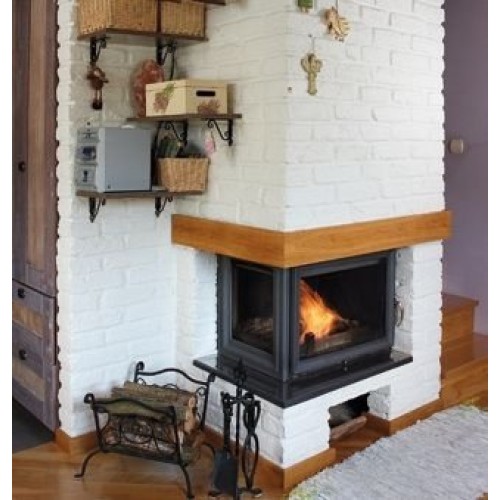 Угловая левая дровяная топка Kratki Amelia/PW/BL/24/W(стекло слева) 