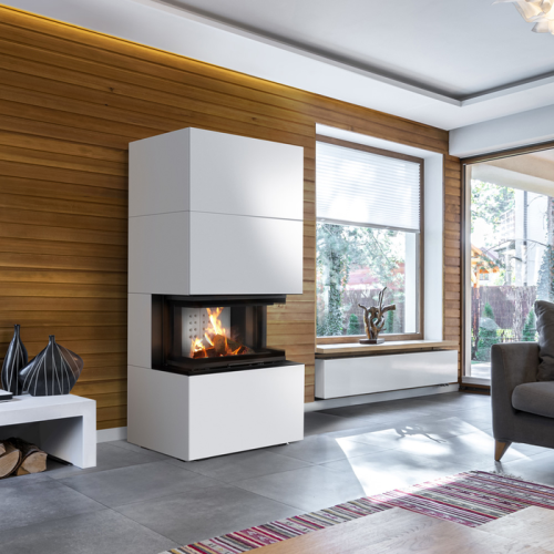 Готовый дровяной каминокомплект Kratki Home Easy Box белый с топкой NBC 