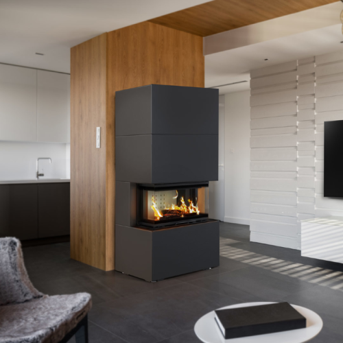 Готовый дровяной каминокомплект Kratki Home Easy Box черный с топкой NBC 