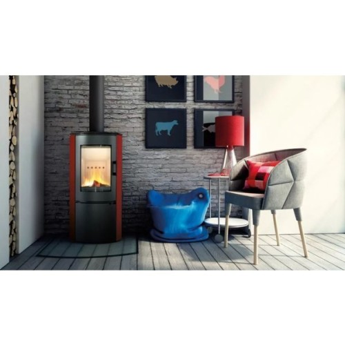 Дровяная печь Kratki KOZA/AB/S/DR (кафель красный) 