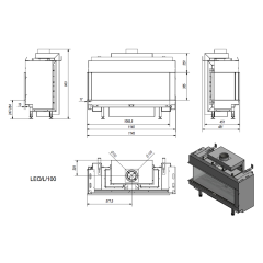 Панорамный газовый камин Kratki LEO/L/100/G20(магистральный газ)