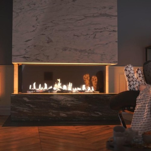 Панорамный газовый камин Kratki LEO/P/200/G31/37MBAR (баллонный газ) 