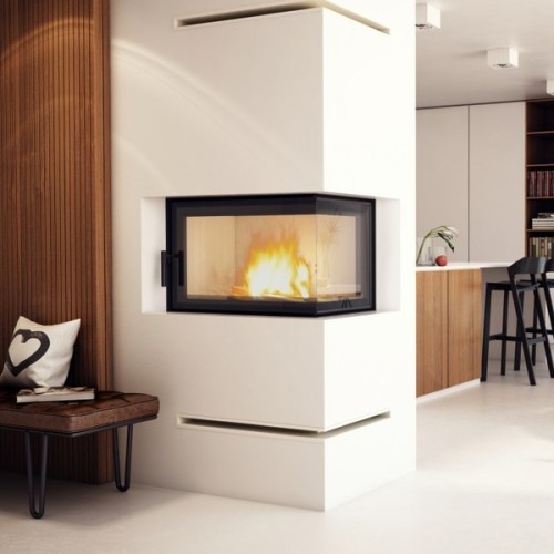 Угловая правая дровяная топка Kratki MBA/P/BS/SG (гнутое стекло) 