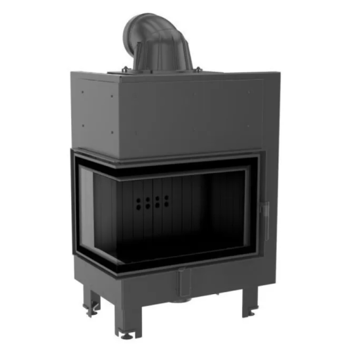 Угловая левая дровяная топка Kratki MBM/L/BS/SG (гнутое стекло) черная футеровка 