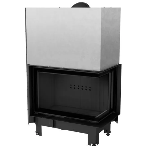 Угловая правая дровяная топка Kratki MBM/P/BS/G/SG (гнутое стекло) черная футеровка 