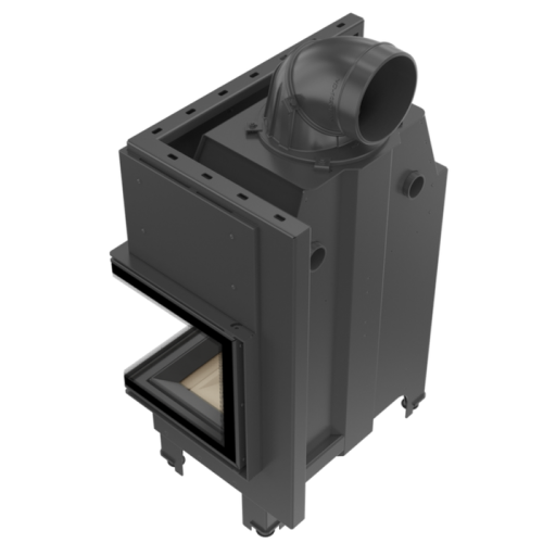 Угловая правая дровяная топка Kratki MBM/P/BS черная футеровка 