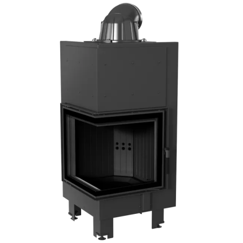 Угловая левая дровяная топка Kratki MBN/L/BS черная футеровка 