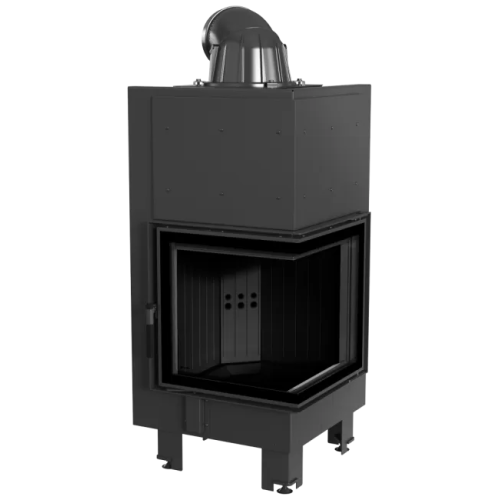 Угловая правая дровяная топка Kratki MBN/P/BS черная футеровка 