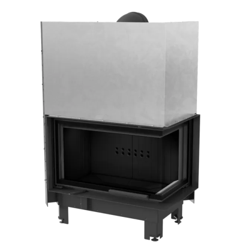 Угловая правая дровяная топка Kratki MBO/P/BS/G/SG (гнутое стекло) черная футеровка 