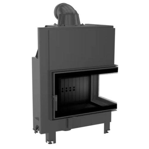 Угловая правая дровяная топка Kratki MBO/P/BS/SG (гнутое стекло) черная футеровка 