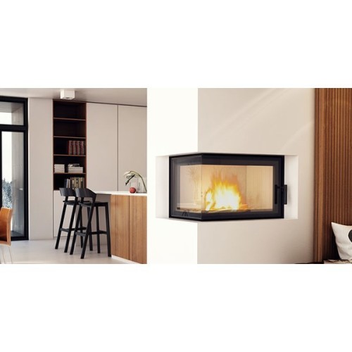 Угловая левая дровяная топка Kratki MBO/PW/15/L/BS/W 