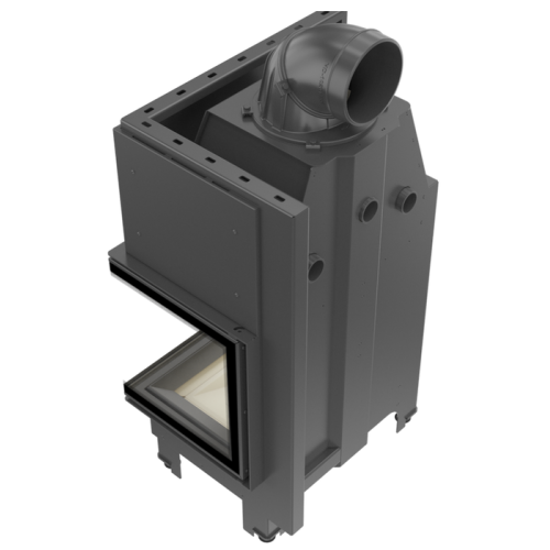 Угловая правая дровяная топка Kratki MBZ/P/BS/SG (гнутое стекло) черная футеровка 