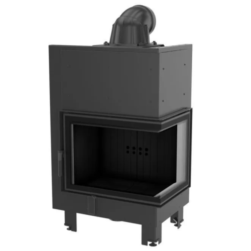 Угловая правая дровяная топка Kratki MBZ/P/BS/SG (гнутое стекло) черная футеровка 