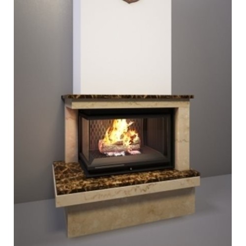 Угловая правая дровяная топка Kratki Maja P/BS(угловое стекло справа) 