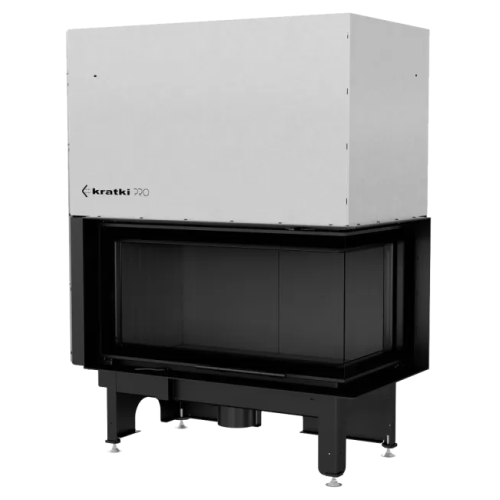 Угловая правая дровяная топка Kratki NADIA/14/P/BS/G(гильот.) черная футеровка 
