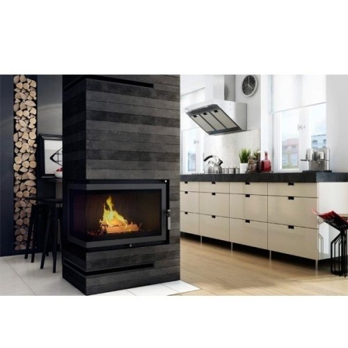 Угловая левая дровяная топка Kratki Oliwia PW/BL/17/BS/W(угловое стекло слева) 
