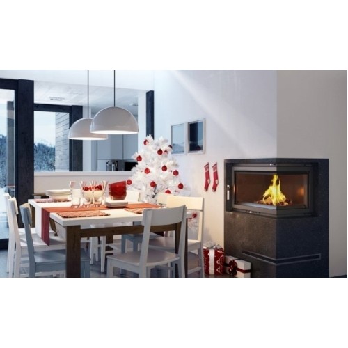 Угловая левая дровяная топка Kratki Oliwia PW/BL/22/BS/W(угловое стекло слева) 