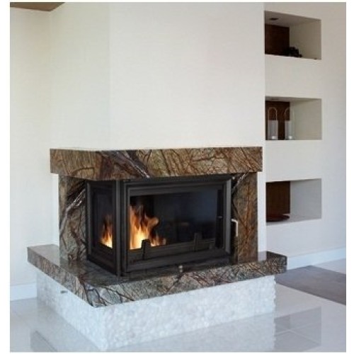 Угловая левая дровяная топка Kratki Oliwia/PW/BL/22/W(стекло слева) 