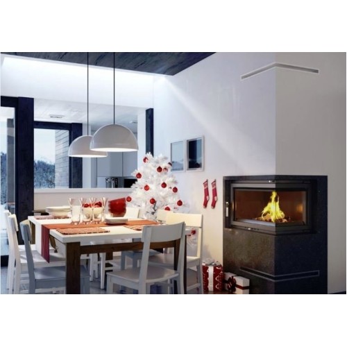 Угловая правая дровяная топка Kratki Oliwia PW/BP/22/BS/W(угловое стекло справа) 