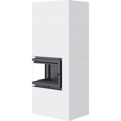 Готовый дровяной каминокомплект Kratki SIMPLE Box белый с топкой BS, левый угол