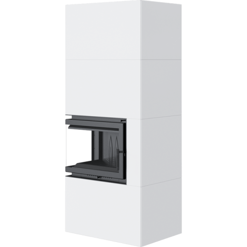 Готовый дровяной каминокомплект Kratki SIMPLE Box белый с топкой BS, левый угол 