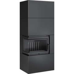Готовый дровяной каминокомплект Kratki SIMPLE Box черный с топкой BS, левый угол