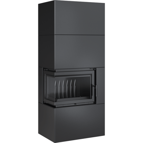 Готовый дровяной каминокомплект Kratki SIMPLE Box черный с топкой BS, левый угол 