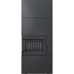 Готовый дровяной каминокомплект Kratki SIMPLE Box черный с топкой BS, левый угол