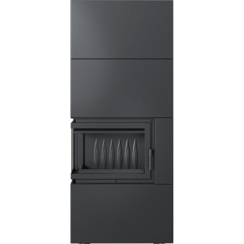Готовый дровяной каминокомплект Kratki SIMPLE Box черный с топкой BS, левый угол 