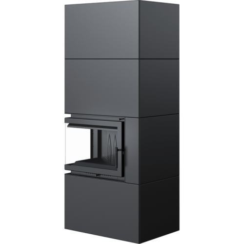 Готовый дровяной каминокомплект Kratki SIMPLE Box черный с топкой BS, левый угол 